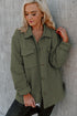Casual Quilted Solid Button Front Flap Pocket Jacket