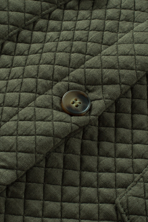 Casual Quilted Solid Button Front Flap Pocket Jacket