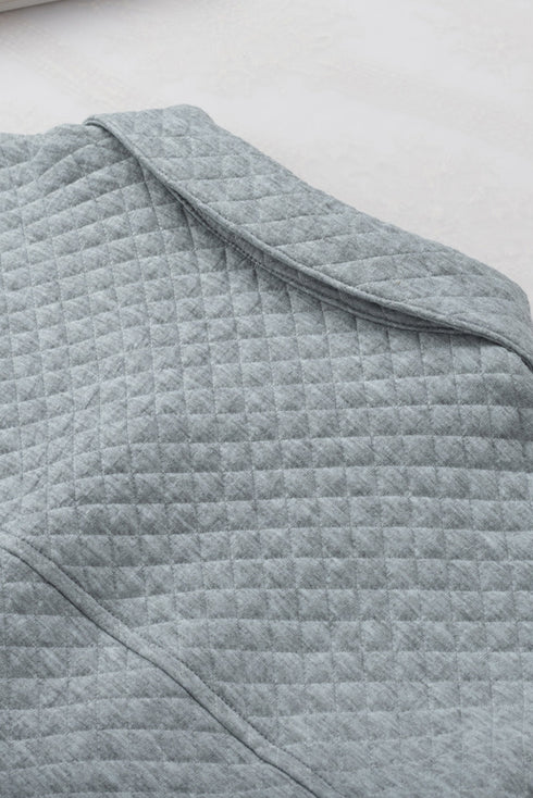 Casual Quilted Solid Button Front Flap Pocket Jacket