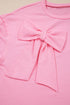 Casual Raw Edge Bow Patch Loose T Shirt