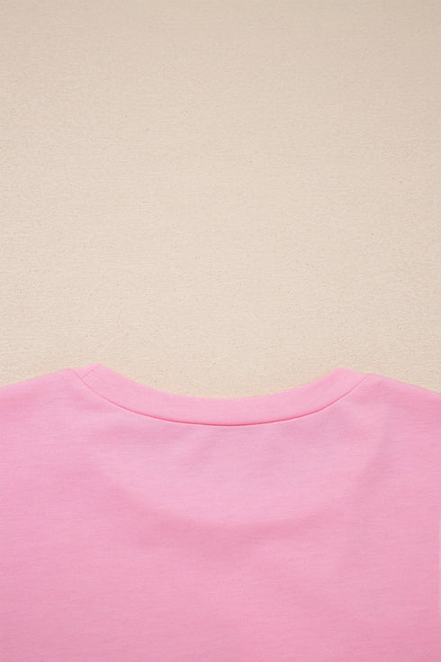 Casual Raw Edge Bow Patch Loose T Shirt