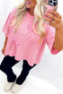 Casual Raw Edge Bow Patch Loose T Shirt