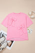 Casual Raw Edge Bow Patch Loose T Shirt