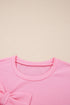 Casual Raw Edge Bow Patch Loose T Shirt