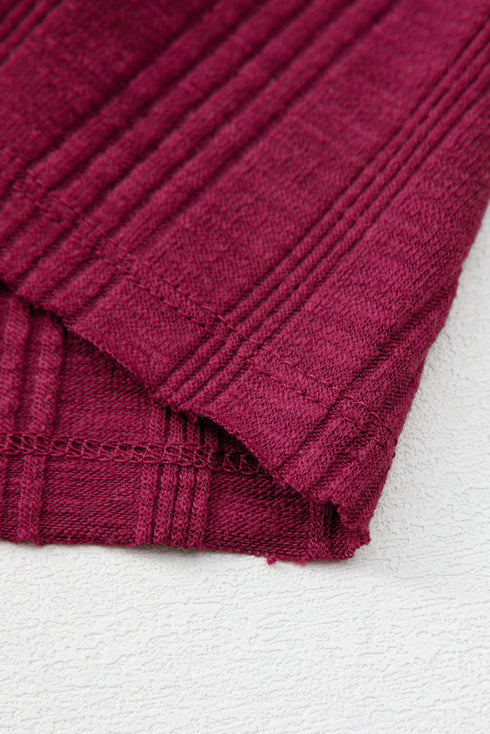 Casual Ribbed Textured Knit Exposed Stitching Detail Sleeveless Tank Top