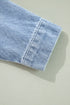 Casual Ruffle Raw Hem Flap Pocket Denim Jacket