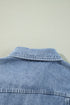 Casual Ruffle Raw Hem Flap Pocket Denim Jacket