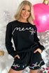 Casual Sequin Letter Print Pullover Short Sets