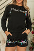 Casual Sequin Letter Print Pullover Short Sets