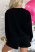 Casual Sequin Letter Print Pullover Short Sets
