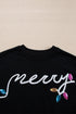 Casual Sequin Letter Print Pullover Short Sets