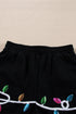 Casual Sequin Letter Print Pullover Short Sets