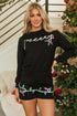 Casual Sequin Letter Print Pullover Short Sets