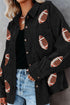 Casual Sequin Rugby Pattern Buttoned Corduroy Jacket