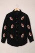 Casual Sequin Rugby Pattern Buttoned Corduroy Jacket