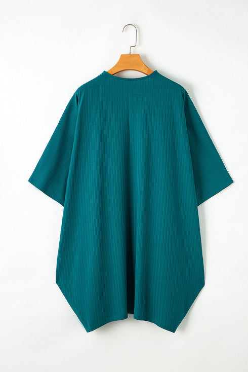 Casual Shimmer Ribbed Texture Plus Size Cardigan