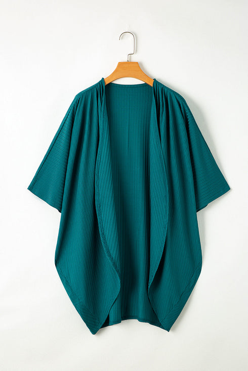 Casual Shimmer Ribbed Texture Plus Size Cardigan