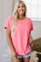 Casual Short Sleeve Loose Fit Frill Hem T-Shirt