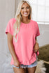 Casual Short Sleeve Loose Fit Frill Hem T-Shirt