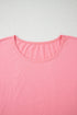 Casual Short Sleeve Loose Fit Frill Hem T-Shirt