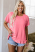 Casual Short Sleeve Loose Fit Frill Hem T-Shirt
