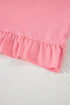 Casual Short Sleeve Loose Fit Frill Hem T-Shirt
