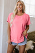 Casual Short Sleeve Loose Fit Frill Hem T-Shirt