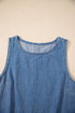 Casual Sleeveless Round Neck Ruffle Hem Denim Peplum Top