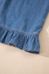 Casual Sleeveless Round Neck Ruffle Hem Denim Peplum Top