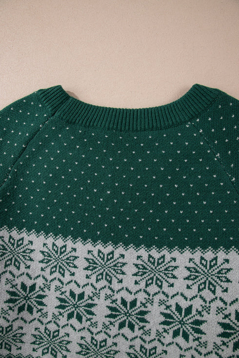 Casual Snowflake Print Drop Shoulder Pullover Sweater
