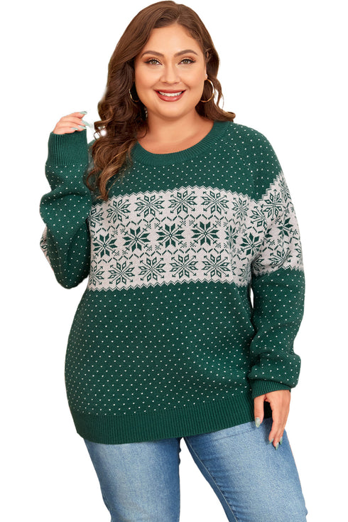 Casual Snowflake Print Drop Shoulder Pullover Sweater
