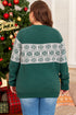 Casual Snowflake Print Drop Shoulder Pullover Sweater