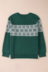 Casual Snowflake Print Drop Shoulder Pullover Sweater