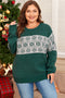 Casual Snowflake Print Drop Shoulder Pullover Sweater