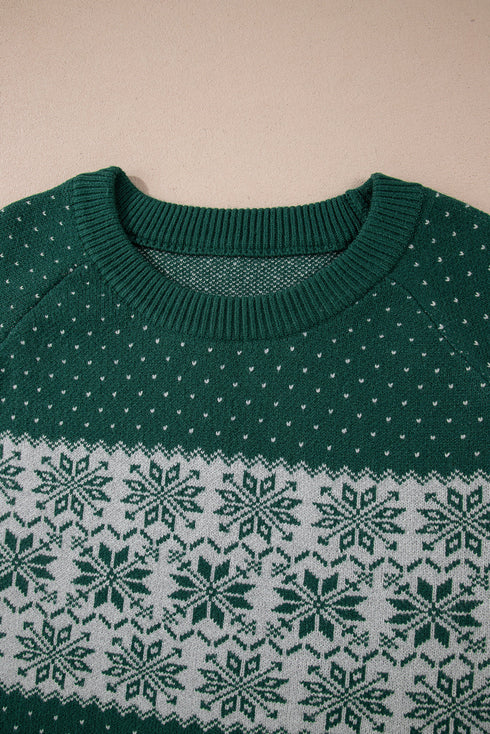 Casual Snowflake Print Drop Shoulder Pullover Sweater