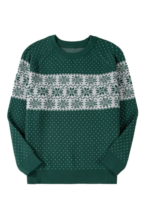 Casual Snowflake Print Drop Shoulder Pullover Sweater