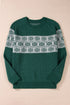 Casual Snowflake Print Drop Shoulder Pullover Sweater