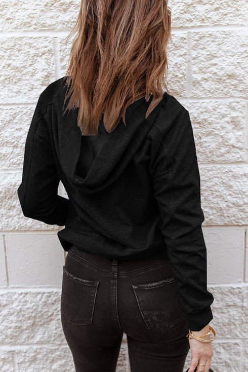 Casual Solid Color Lace-Up Hoodie