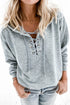 Casual Solid Color Lace-Up Hoodie