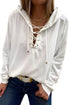Casual Solid Color Lace-Up Hoodie