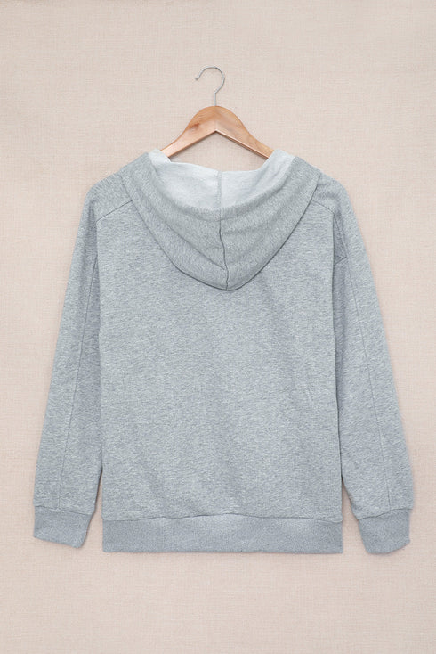 Casual Solid Color Lace-Up Hoodie