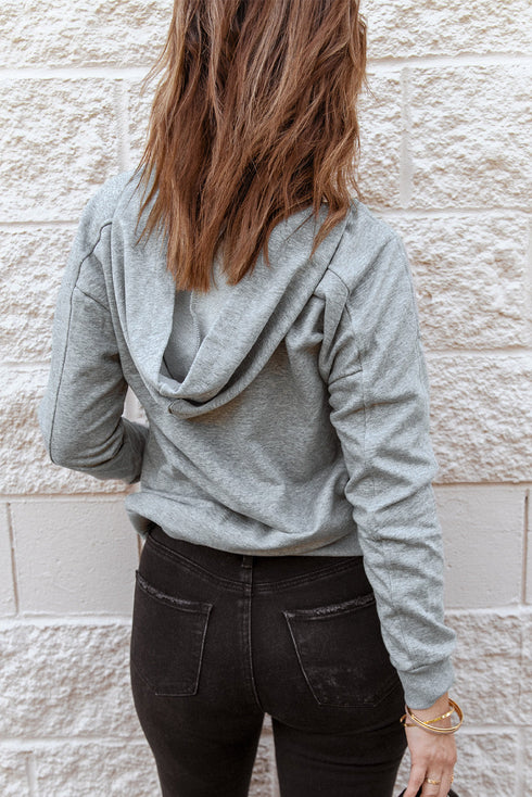Casual Solid Color Lace-Up Hoodie
