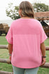 Casual Solid Corded Patchwork Pocket Plus Size Tee