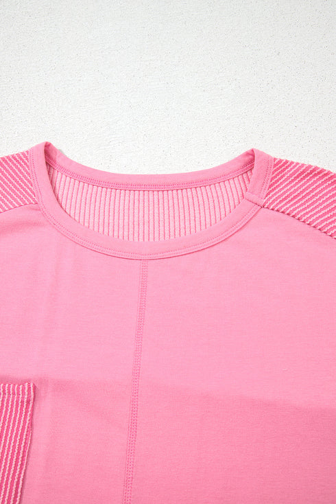 Casual Solid Corded Patchwork Pocket Plus Size Tee