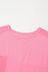 Casual Solid Corded Patchwork Pocket Plus Size Tee