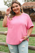 Casual Solid Corded Patchwork Pocket Plus Size Tee