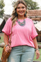 Casual Solid Corded Patchwork Pocket Plus Size Tee