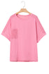 Casual Solid Corded Patchwork Pocket Plus Size Tee