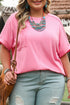 Casual Solid Corded Patchwork Pocket Plus Size Tee