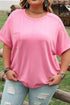 Casual Solid Corded Patchwork Pocket Plus Size Tee